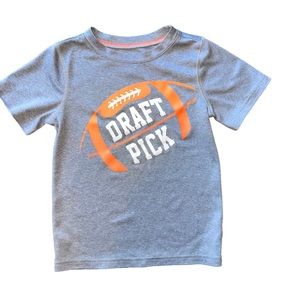 Carters Boys Gray Football Tshirt ‘Draft Pick’ Size 6 EUC